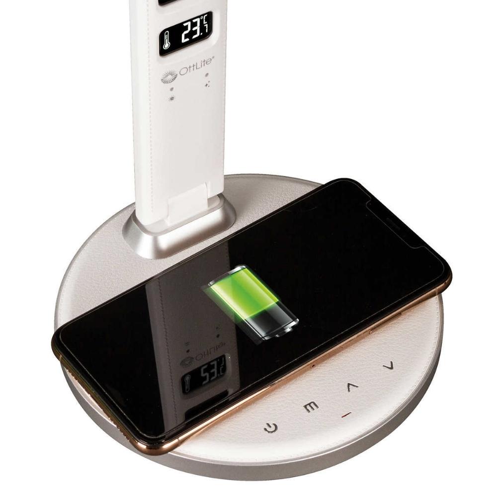 Ottlite Sanitizing Desk Lamp with Clock and Wireless Charging