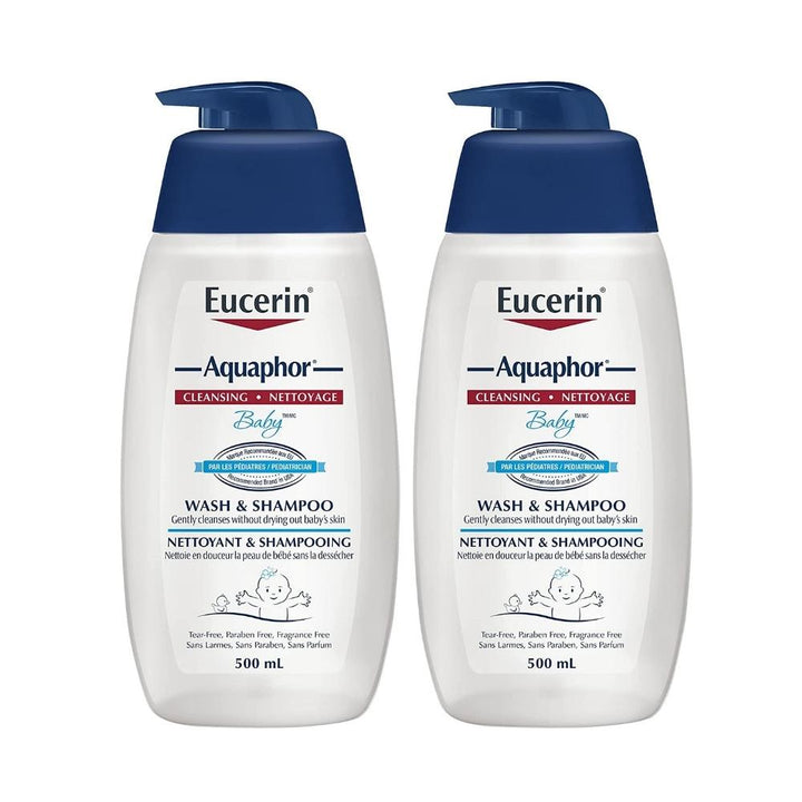 EUCERIN Baby Body Wash & Shampoo - Fragrance-Free - 2-Pack (500 ml)