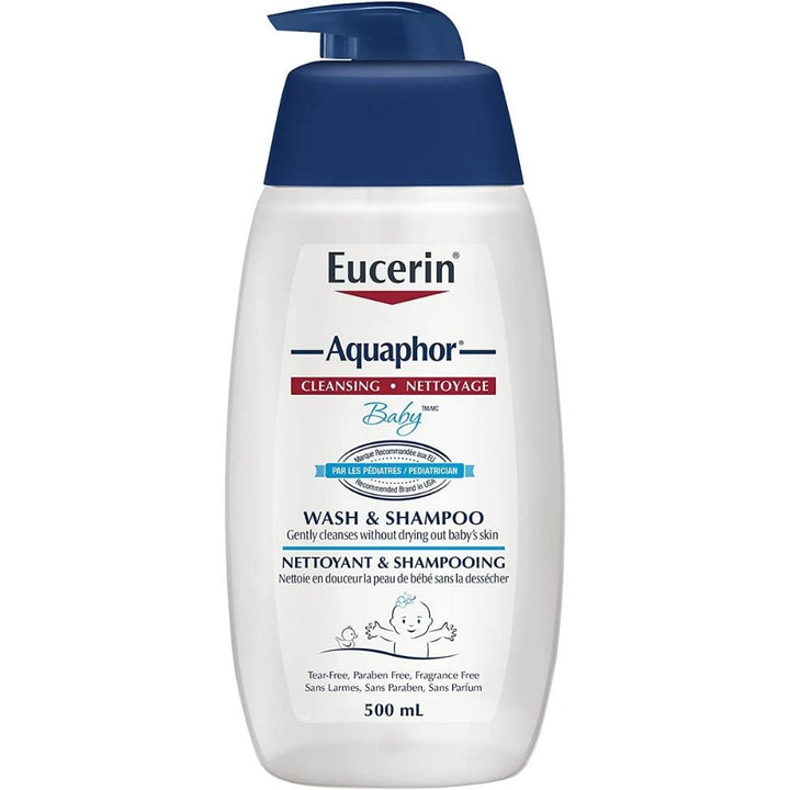 EUCERIN Baby Body Wash & Shampoo - Fragrance-Free - 2-Pack (500 ml)