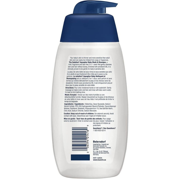 EUCERIN Baby Body Wash & Shampoo - Fragrance-Free - 2-Pack (500 ml)