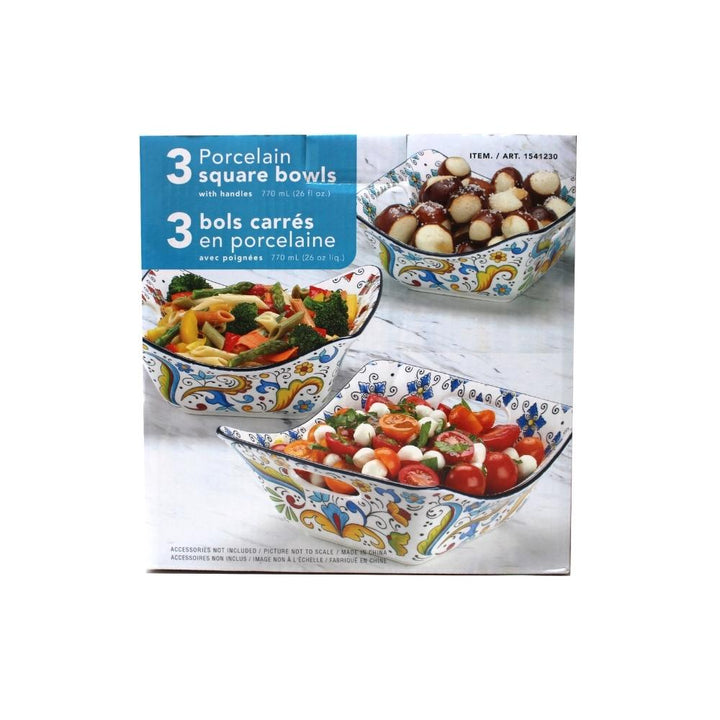 Porcelain Square Bowls with Handles