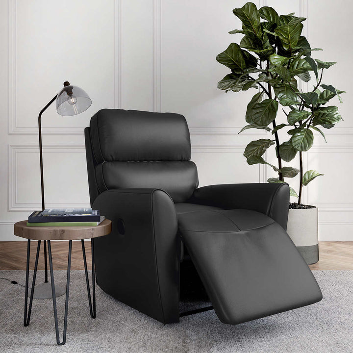 Markland Modern Wall Hugger Top-Grain Leather Power Recliner