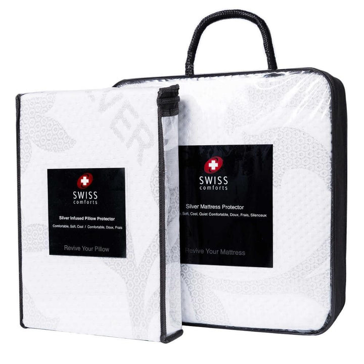 Swiss Comforts Silver Waterproof Mattress and Pillow Protector Set