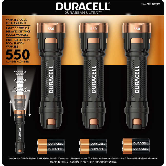 Duracell Durabeam Ultra LED Flashlight - 550 Lumens - 3-Pack