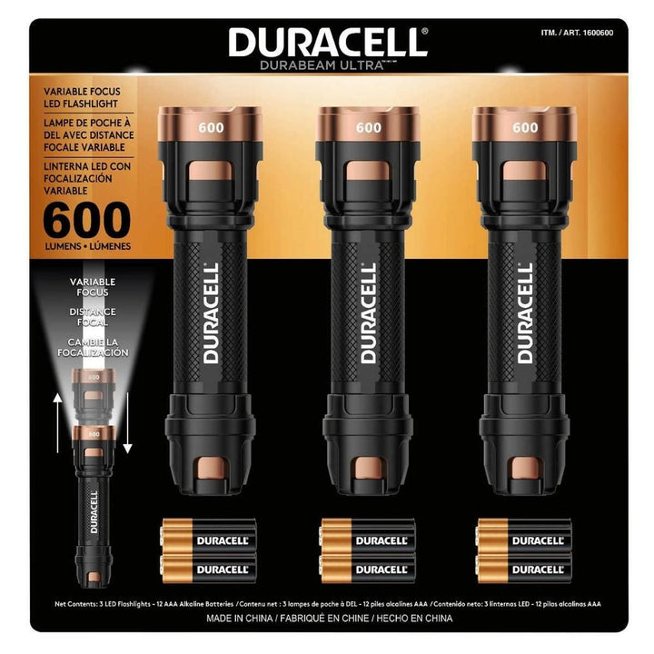 Duracell Aluminum 4-AAA Battery Flashlight - 600 lumen - 3-Pack