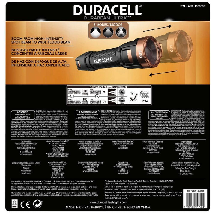 Duracell Aluminum 4-AAA Battery Flashlight - 600 lumen - 3-Pack