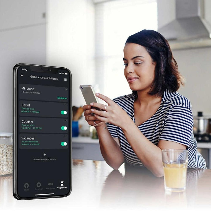 Globe Electric - 4 ampoules A19 intelligentes Wi-Fi multicolores à DEL