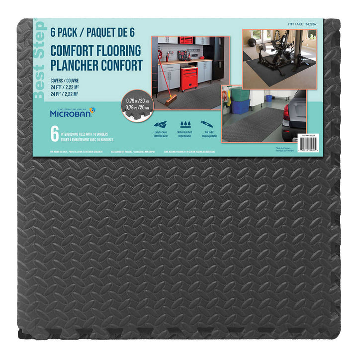 Best Step Interlocking Tiles with 10 Borders, 6 Pack