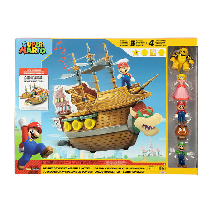 Jakks Pacific - Ensemble dirigeable de luxe de Bowser de Super Mario avec 5 figurines