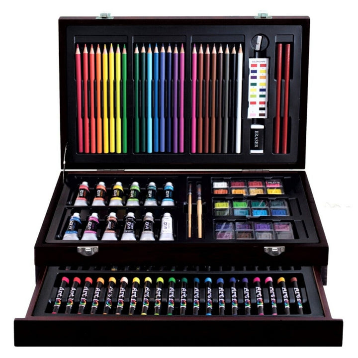 Art 101 - 132 Piece Multimedia Artist Set with Wooden Storage Case