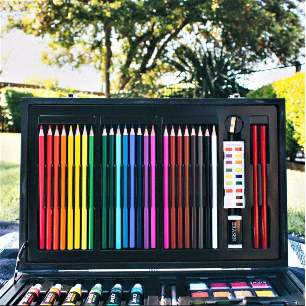 Art 101 - 132 Piece Multimedia Artist Set with Wooden Storage Case