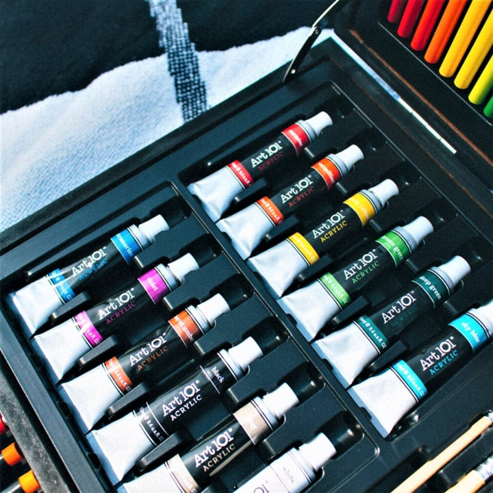 Art 101 - 132 Piece Multimedia Artist Set with Wooden Storage Case