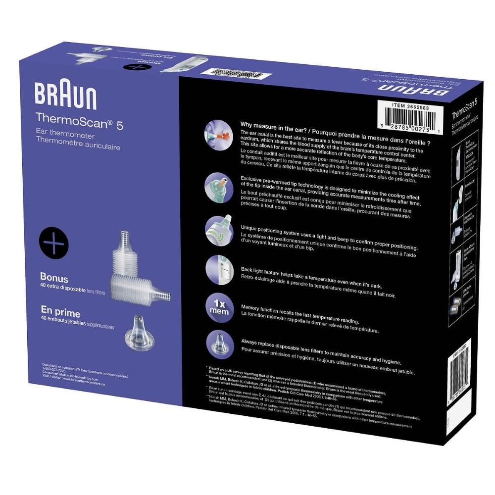 Braun ThermoScan 5 Infrared Ear Thermometer with Backlight