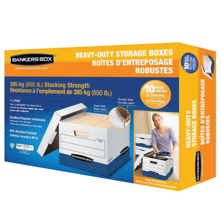 Bankers Box - Pack of 10 Heavy Duty Storage Boxes