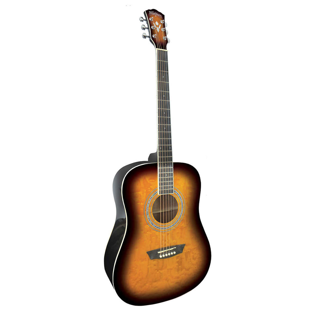 Washburn Vintage Tobacco Curly Maple Veneer Acoustic Guitar Set 