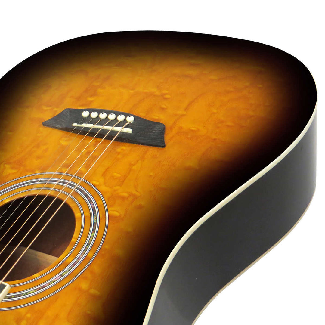 Washburn Vintage Tobacco Curly Maple Veneer Acoustic Guitar Set 