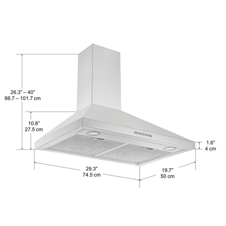 Ancona AN-1544 Wall Mount Pyramid Convertible Range Hood 