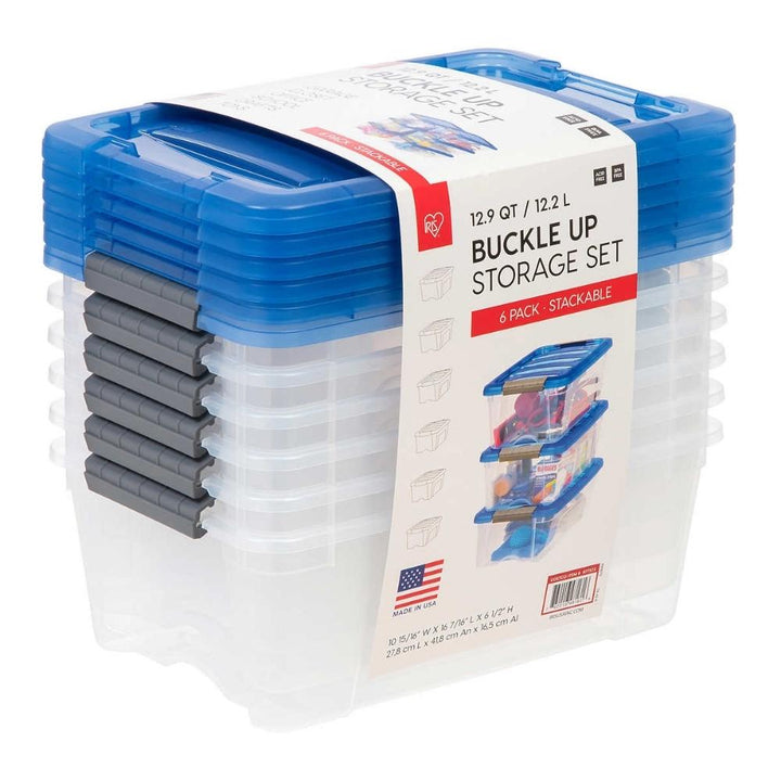 Iris - Buckle up 12.2 L clear container, pack of 6
