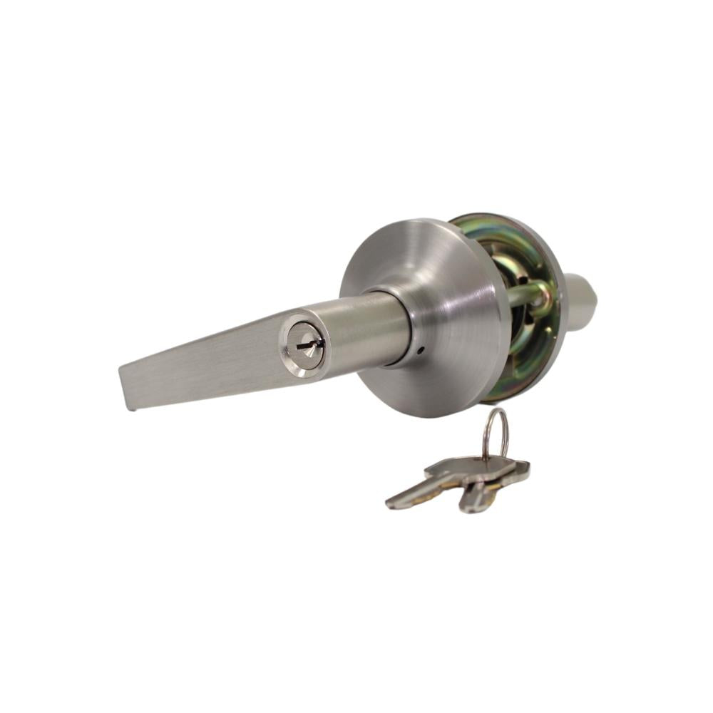 Ancona - Silhouette - Entrance door handle with Lock, brushed nickel finish