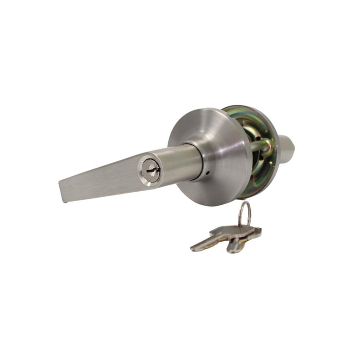 Ancona - Silhouette - Entrance door handle with Lock, brushed nickel finish